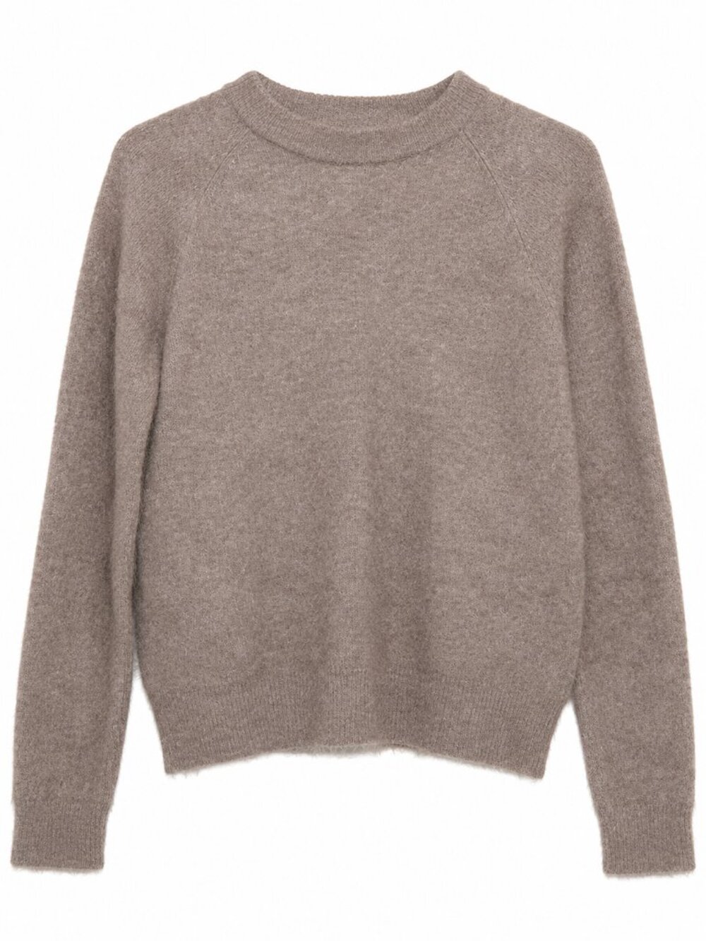 ZARA Alpaca Wool Blend Fuzzy Knit Sweater Size S Taupe Brown Soft Cozy Neutral